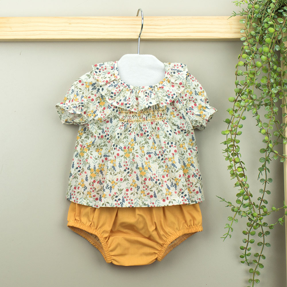 Conjunto Túnica floral e Tapa fraldas | Mia