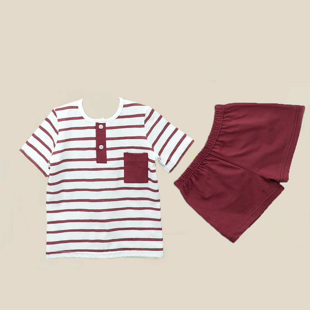 Conjunto pijama Calção com riscas e T-Shirt